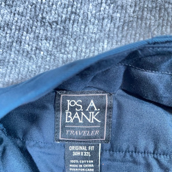 Jos. A. Bank Traveler Pants Men 34x32 Blue Flat Front Original Fit Cotton #AB475 - Picture 5 of 12